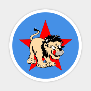 Hungry lion with out tongue and star in the background Magnet